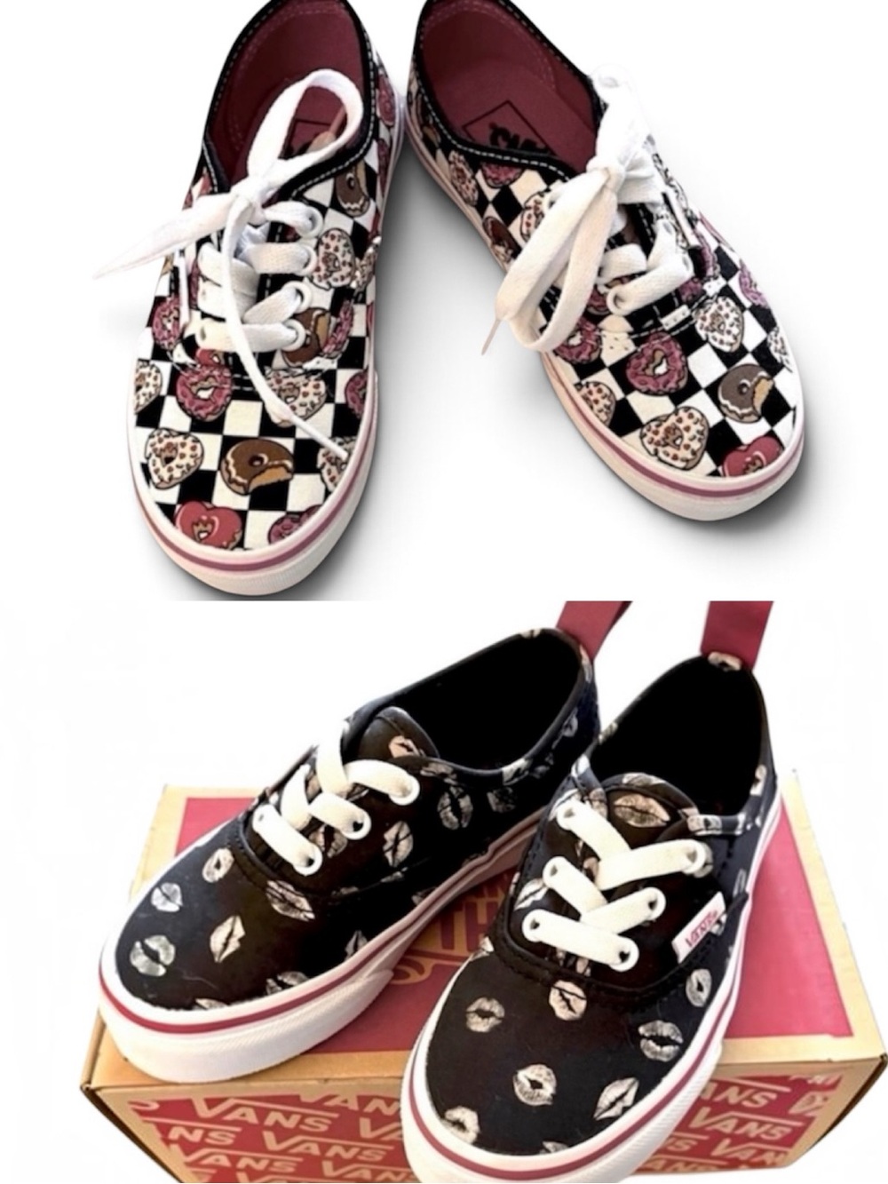 Vans TWO PAIRS Kids Classic Slip-On/Lace Canvas Shoes size 11 little kids